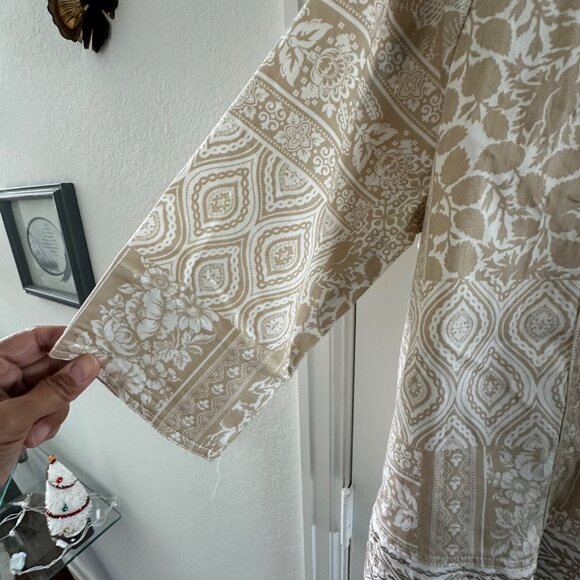 Drapers & Damons Womens Petites Beige Floral Print Jacket 3/4 Sleeve Button-Up 1 - Picture 5 of 12